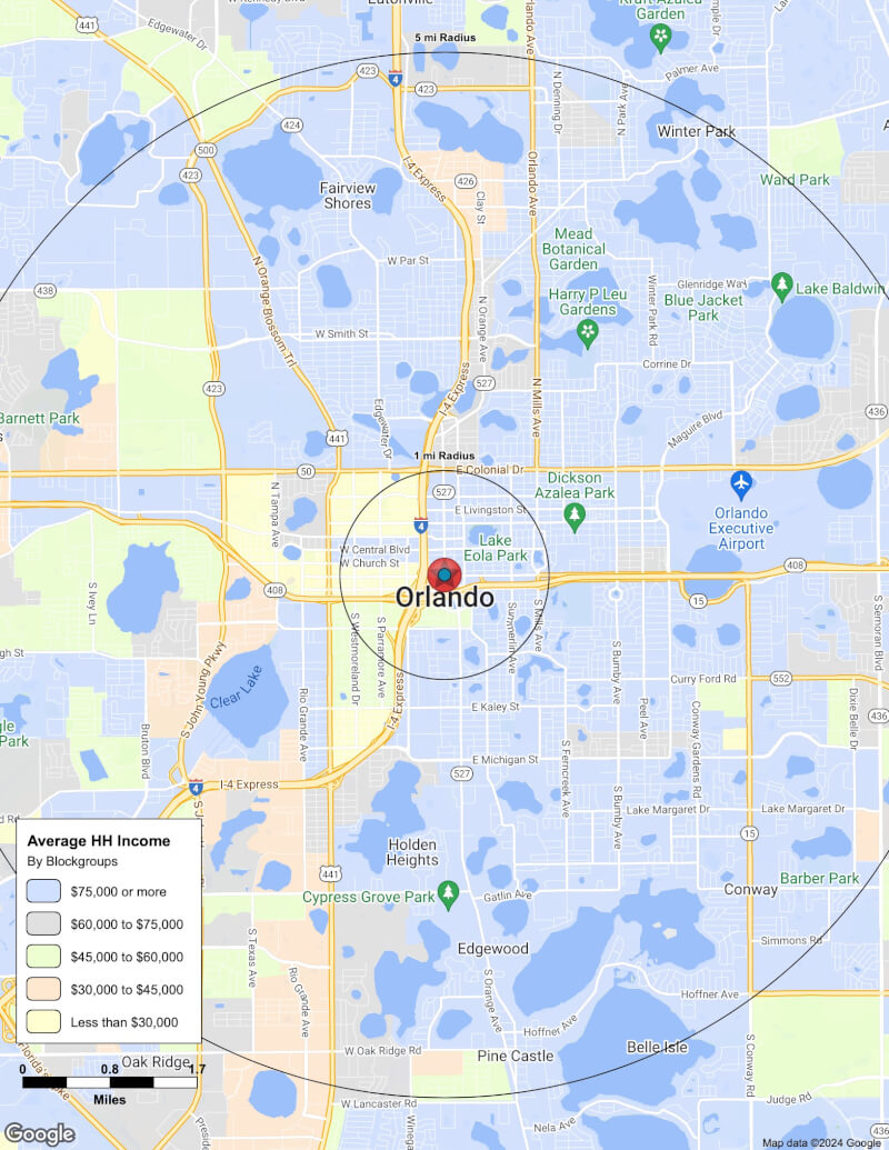 Map of Orlando,Florida including demographic data