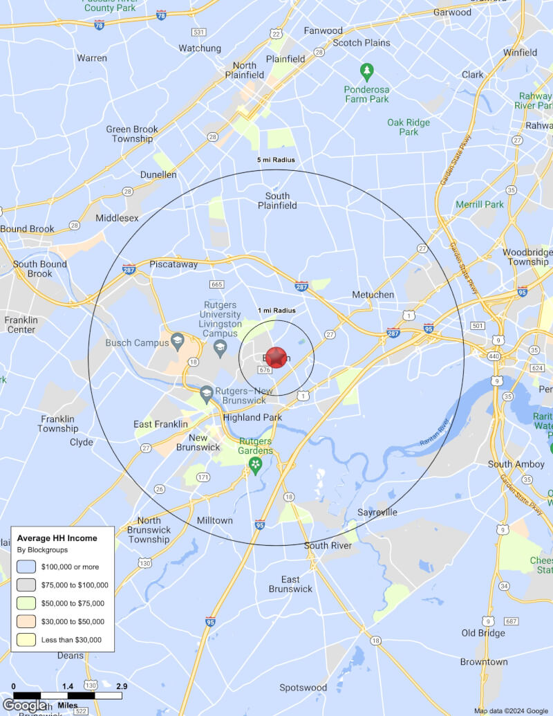 Map of Edison,New Jersey including demographic data