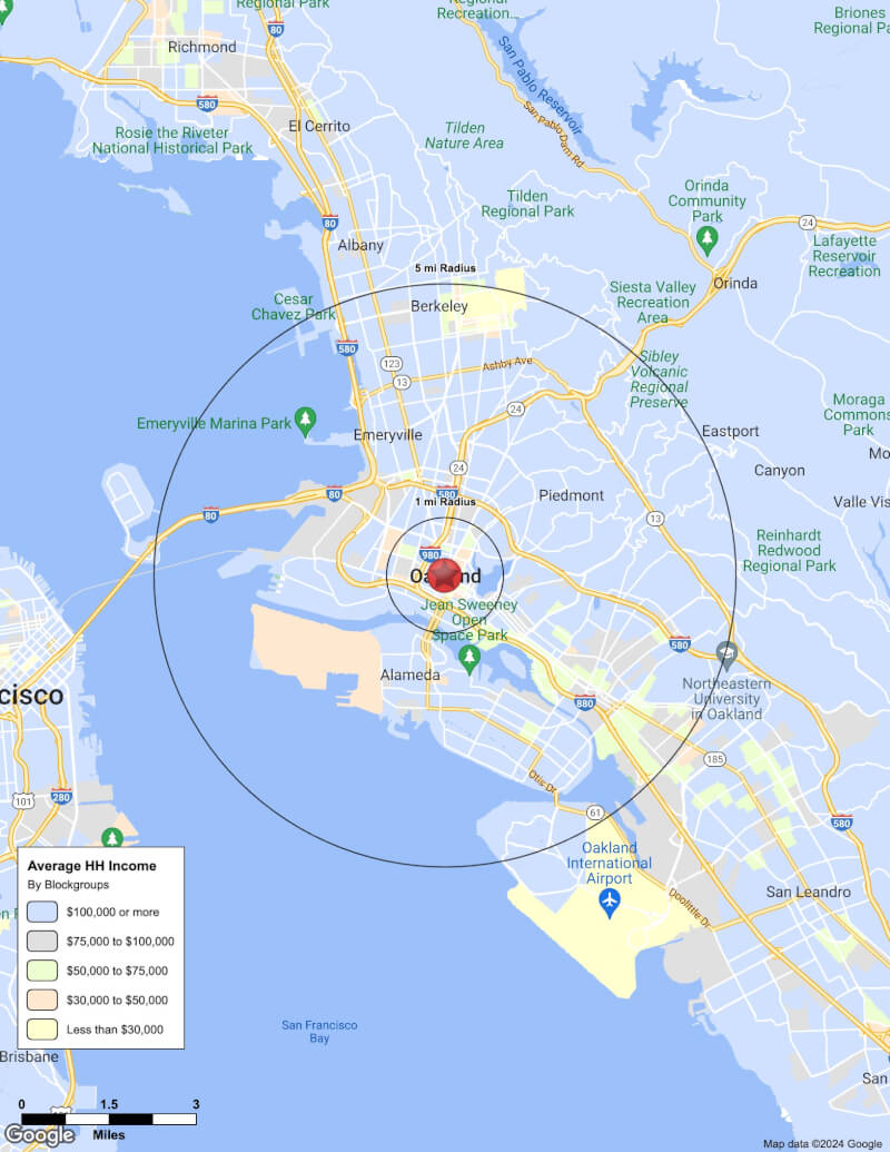 Map of Oakland,California including demographic data