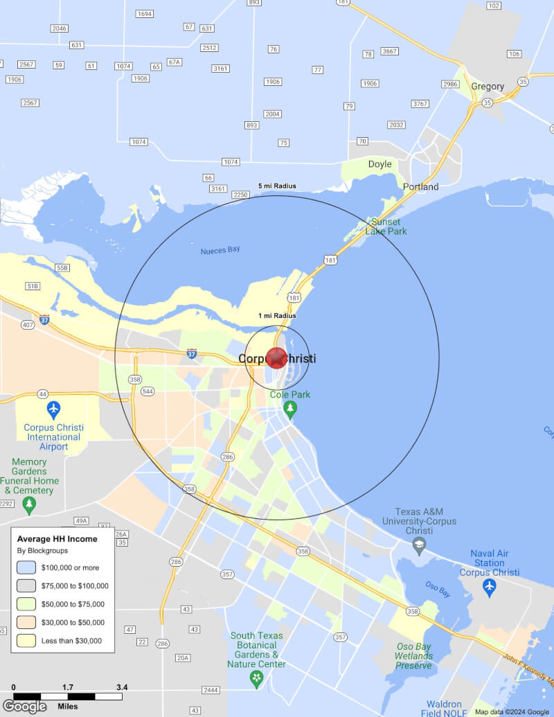 Map of Corpus Christi,Texas including demographic data