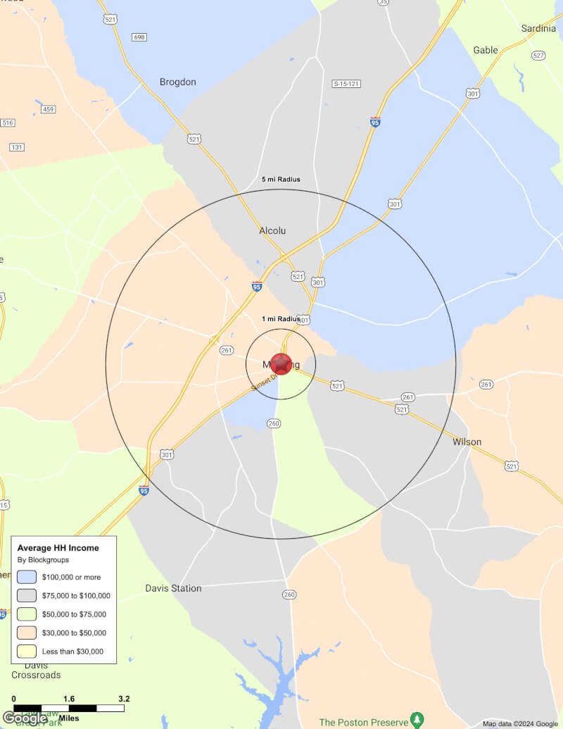 Map of Manning,South Carolina including demographic data