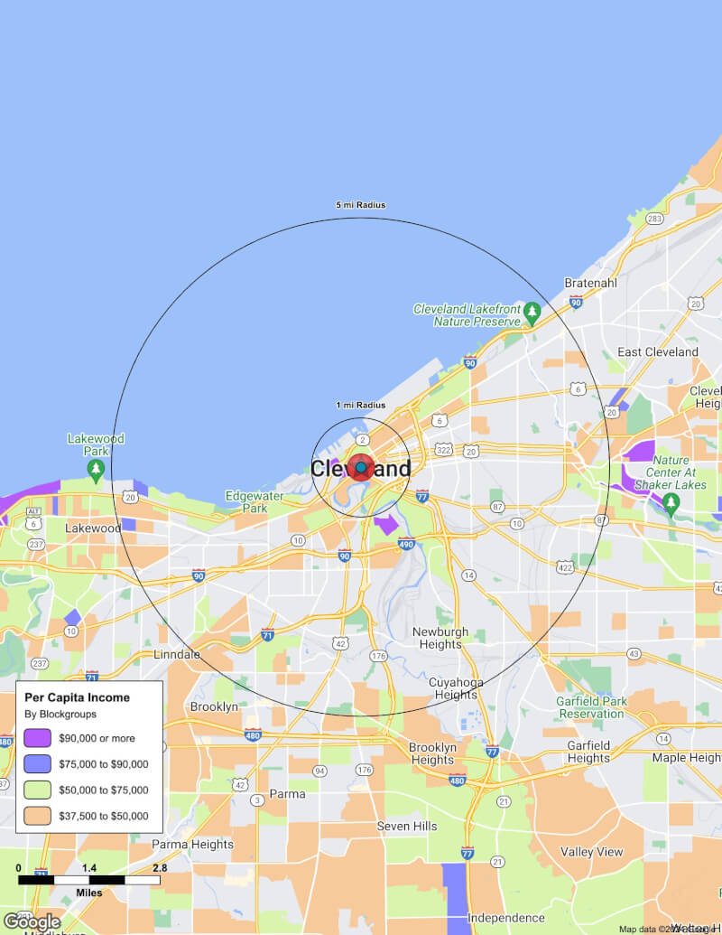 Map of Cleveland,Ohio including demographic data