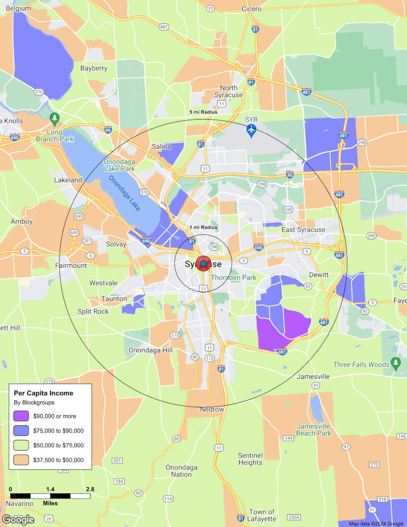 Map of Syracuse,New York including demographic data