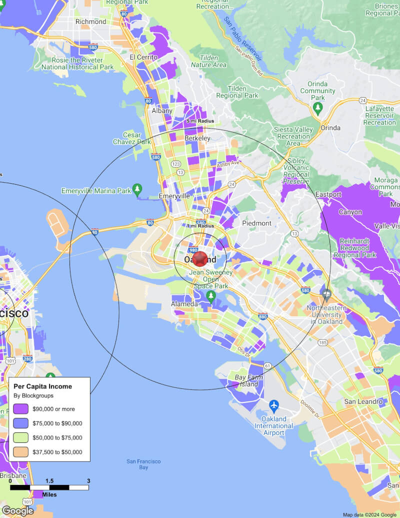 Map of Oakland,California including demographic data