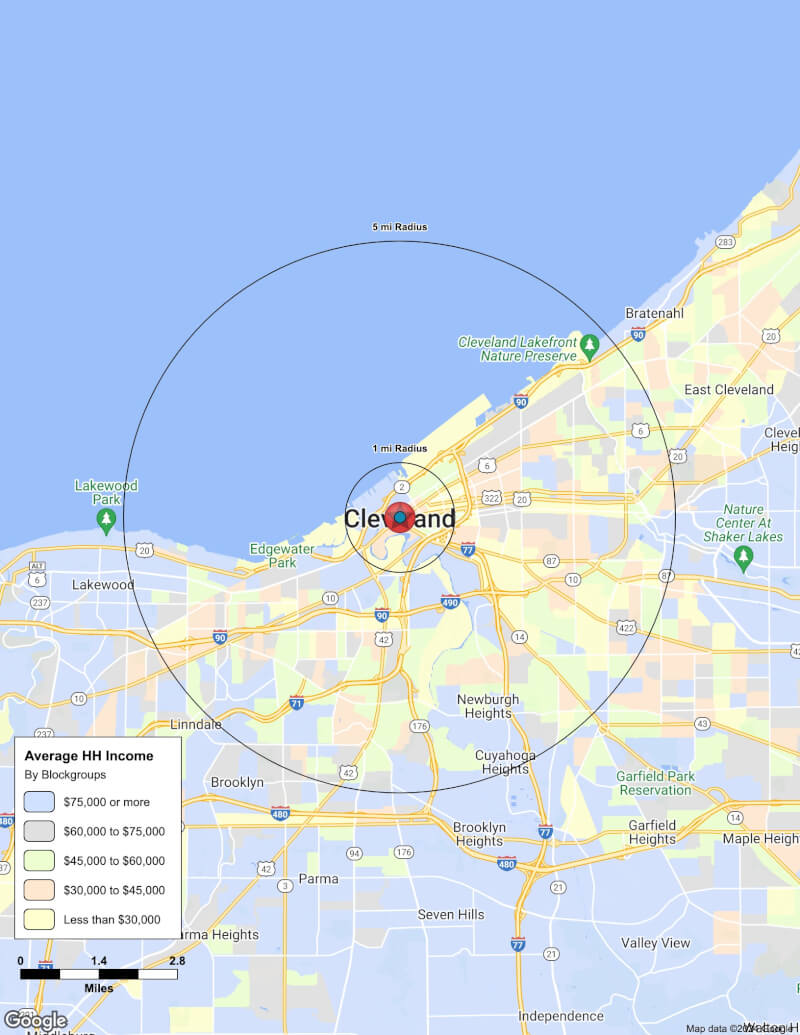 Map of Cleveland,Ohio including demographic data