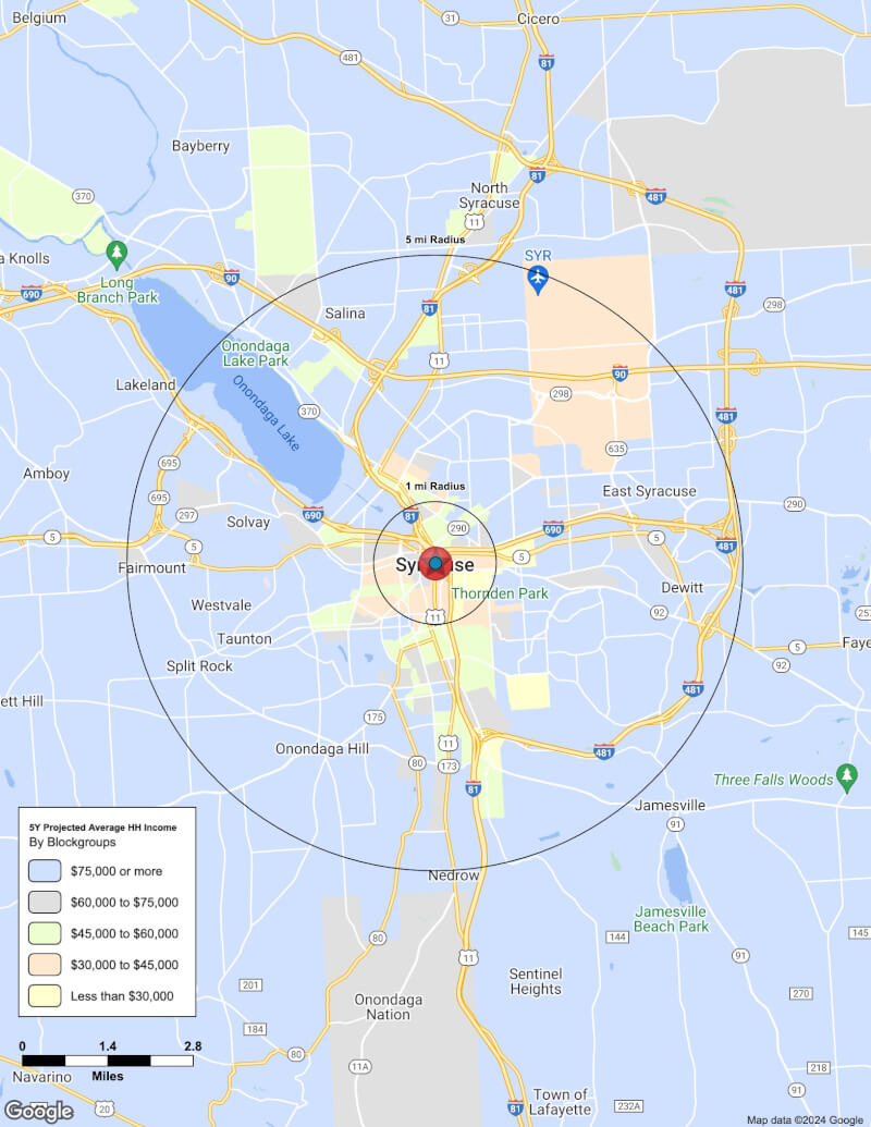 Map of Syracuse,New York including demographic data
