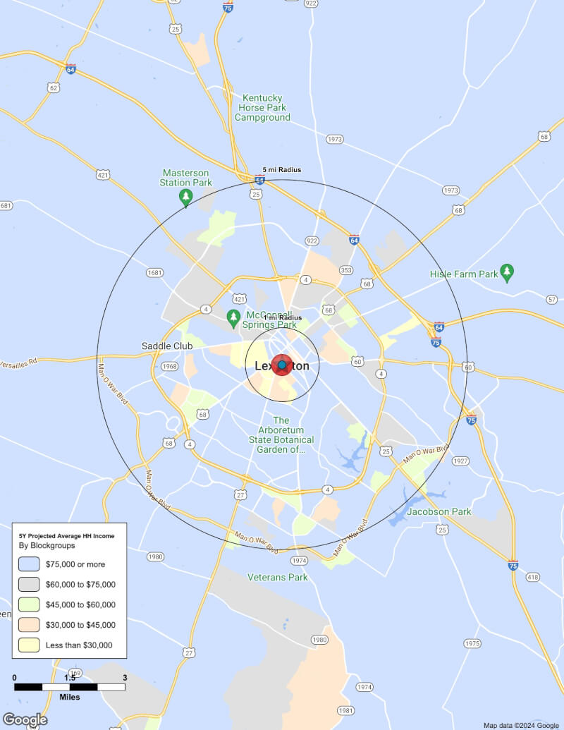Map of Lexington,Kentucky including demographic data
