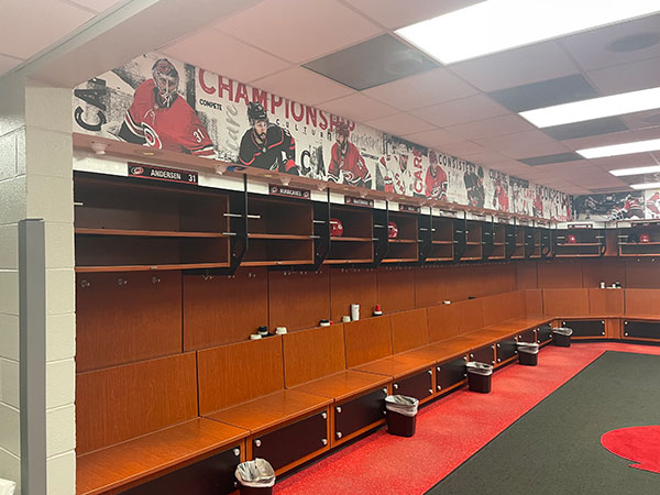 Carolina Hurricanes PNC Arena Inside Locker Room Graphics